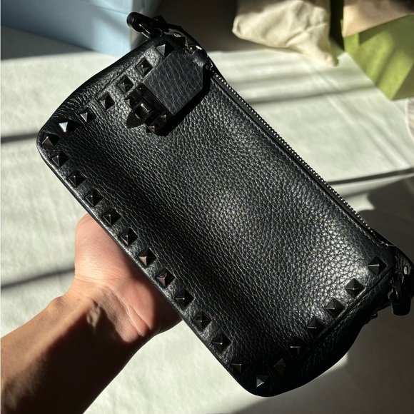 Black leather with silver studs Valentino purse with detachable longer strap! - Picture 3 of 13